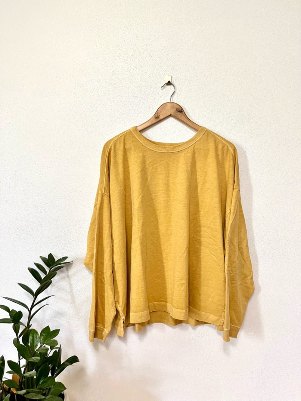 old navy yellow burnout 100% cotton long sleeve boxy easy tee xxl